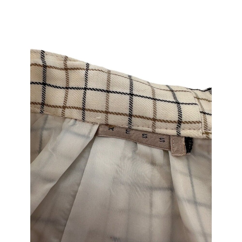 Vtg Liz Claiborne Beige Black Checkered Rayon Midi Skirt Size 12 Academia Money - Picture 9 of 13